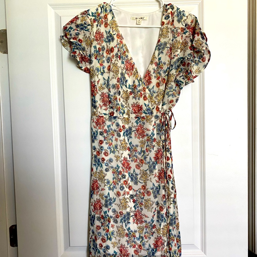 Mi Ami Floral Midi Wrap Dress - Size M